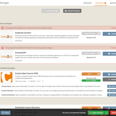 Erweiterungen im Manager installieren